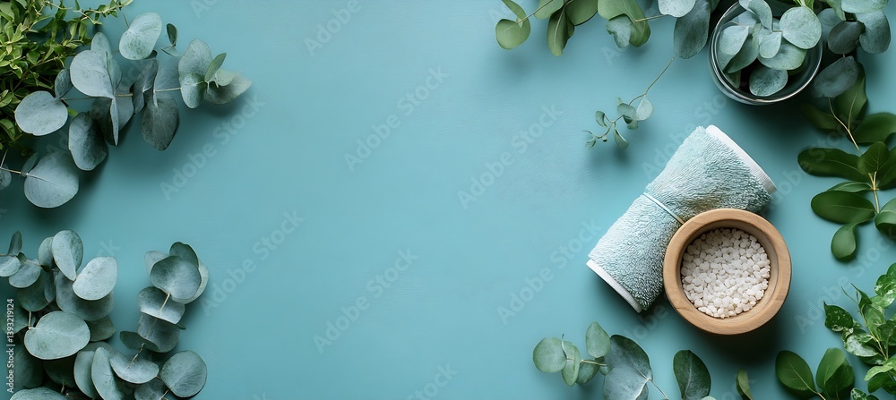 Aufkleber Towels and natural elements arranged thoughtfully on a soft backdrop inviting relaxation and rejuvenation : Generative AI