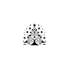 Minimalist Christmas Tree Icon: Black & White Holiday Design