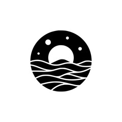 Minimalist Ocean Sunset Logo Design - Black and White