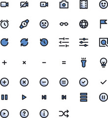 Collection of various icons related to media, symbols, and interface elements
