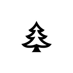 Minimalist Black Pine Tree Icon on White Background