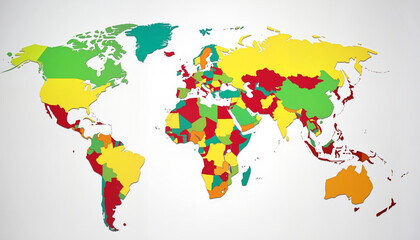 Obraz premium Colorful world map illustration on neutral background, global awareness