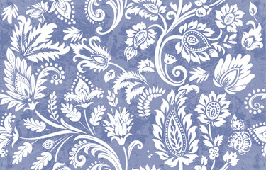 Abstract Paisley Traditional Scribble Style Hand Drawn Ikat Seamless Vector Pattern Trendy Fashion Colors Perfect for Allover Fabric Print or Wall Paper Damask Ethnic Concept Bright Orange White Tones