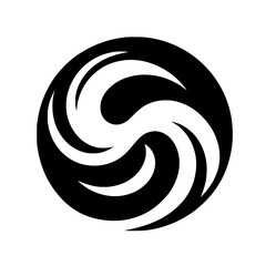 Abstract Swirls Logo Design in Black & White, Modern & Minimalist