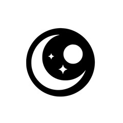 Fototapeta premium Black and White Celestial Logo Design: Moon, Stars, and Sun