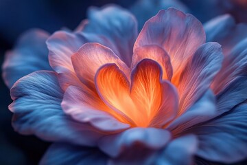 Glowing heart-shaped flower center