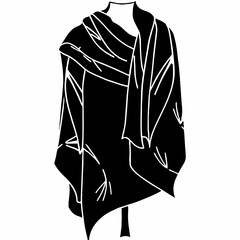 Stylish black poncho design with elegant lines  
