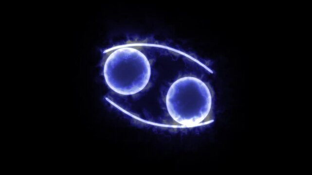 animated symbol glowing energy of the zodiac sign cancer