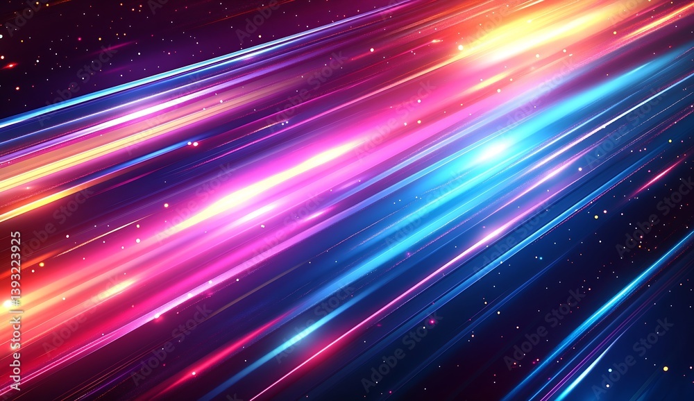 Poster fast moving light trails in vibrant pink and blue showcasing dynamic energy in motion : generative a