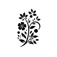 Elegant Black & White Floral Silhouette, Minimalist Design Element