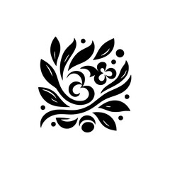 Elegant Black Floral Vector Design Element on White
