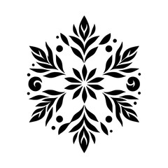 Obraz premium Elegant Black Floral Mandala Design on White Background