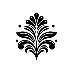Elegant Black and White Floral Motif: Decorative Design Element
