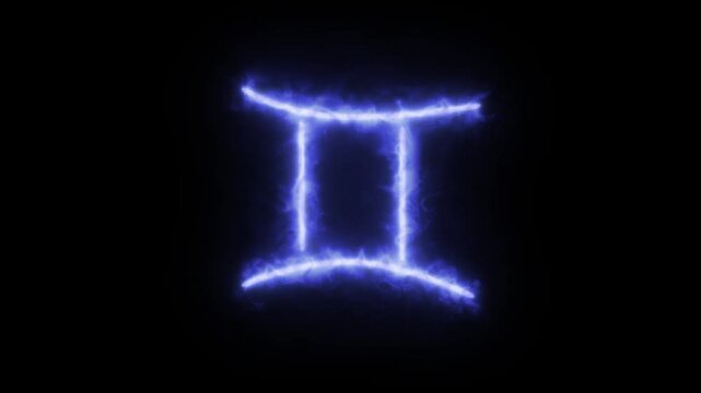 animated symbol glowing energy of the zodiac sign gemini