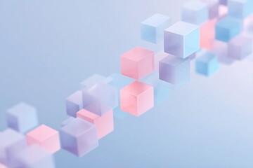 Obraz premium abstract rendering of digital blocks interconnected to form network symbolizing blockchain technology
