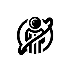 Astronaut in Space - Abstract Black and White Logo