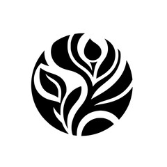 Abstract Botanical Design in Black and White