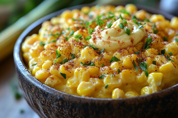 Cheesy Creamed Corn Topped with Fresh Parsley