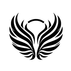 Abstract Black Wings Logo on White Background, Vector Illustration