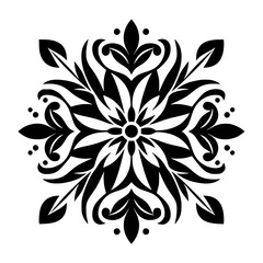 Fototapeta premium Floral Mandala Ornament, Black and White Vector Design