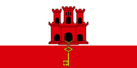 Vector flag of Gibraltar,a British Overseas Territory in Iberian Peninsula. Accurate dimensions and official colors. This file is suitable for digital editing and printing of any size.