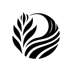 Abstract Black and White Leafy Circle Logo Design