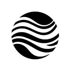 Abstract Wave Sphere Logo Design in Black and White