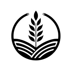 Wheat Field and Spike Logo - Minimalist Agricultural Design