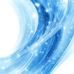 Abstract blue wavy lines with sparkles and light effects present
