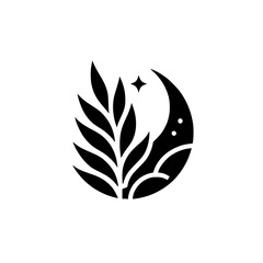 Celestial Flora: Minimalist Black and White Logo Design