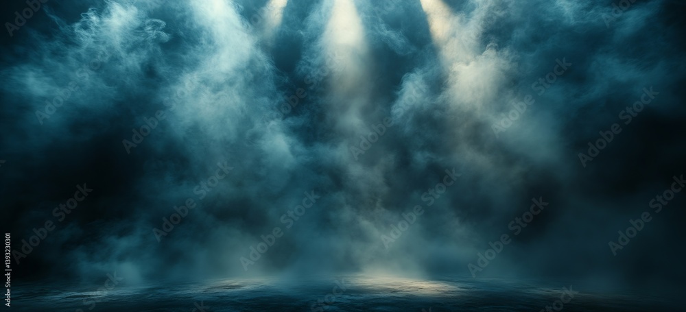Aufkleber dramatic stage lighting and misty fog scene empty space for performances theater ambiance and atmosp