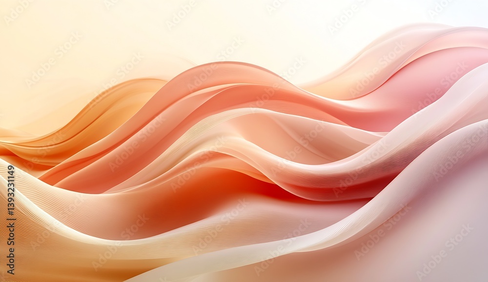 Leinwandbilder Gentle Abstract Waves of Warm Orange and Soft Pink Tones Creating a Serene Background : Generative AI