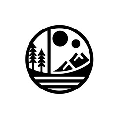 Minimalist Outdoor Landscape Silhouette Logo