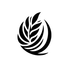 Elegant Black & White Leaf Logo, Minimalist Design, Nature Inspired