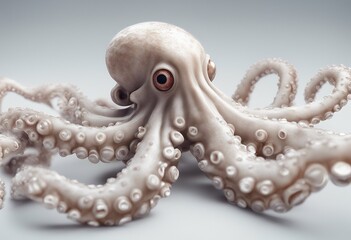 Obraz premium tentacle 3d white octopus illustration arm animal closeup squid fishing sea cookery cuttlefish purple raw isolated fresh render seafood object delicious background life cook part three-dimensional