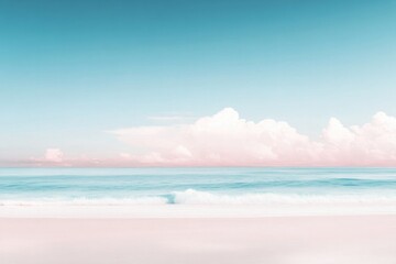 Fototapeta premium gentle pastel waves flow across serene beach softly cresting under blush-hued sky evoking tranquility and calm amidst
