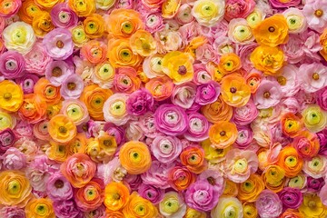Colorful fresh ranunculus flowers background