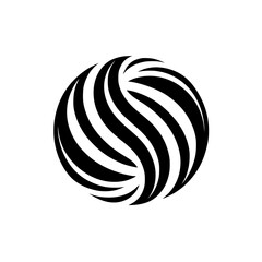 Abstract Black & White Sphere with Curved Stripes - Modern Logo Design