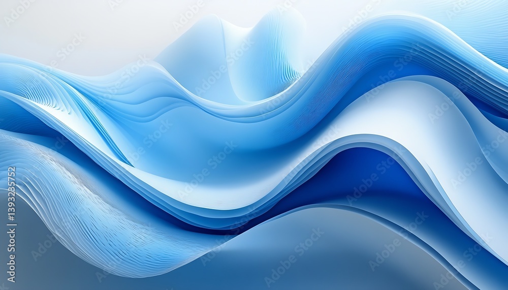 Poster captivating digital art piece featuring gentle blue waves that evoke a sense of tranquility and calm