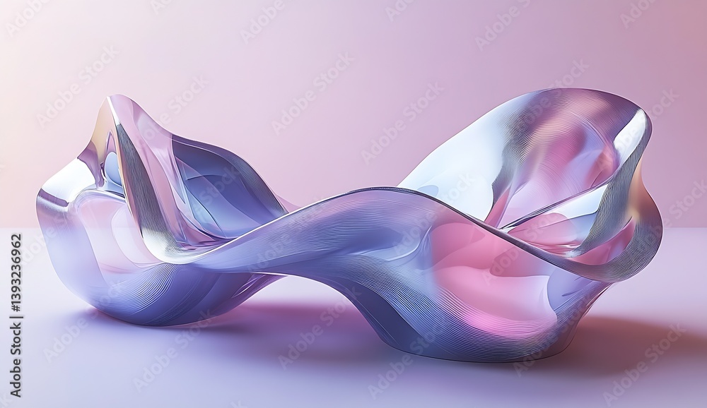 Aufkleber stylish sculpture featuring fluid shapes in pastel tones of blue and pink creating an elegant design