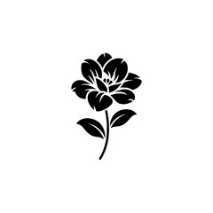 Elegant Black Flower Silhouette on White Background