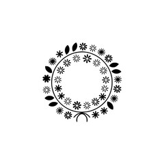 Minimalist Floral Wreath Logo, Elegant Black and White Design