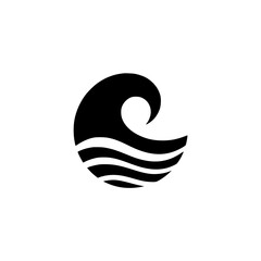 Minimalist Black Wave Logo on White Background