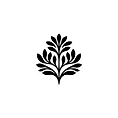 Minimalist Black Floral Emblem on White Background