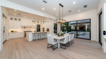 Fototapeta premium A large open kitchen with a dining room. Generated using AI.
