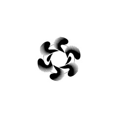 Abstract Black & White Geometric Floral Pattern on White Background