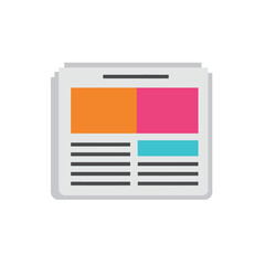 Newspaper layout design with colorful sections in flat style vector art