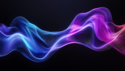 Fluid and Dynamic Wave Patterns in Neon Lighting Creating Ethereal Abstract Art : Generative AI