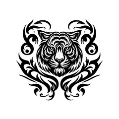 graphic vector illustration of tribal art design tiger head tattoo