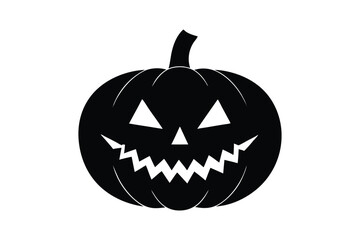 Silhouette art drawing of a pumpkin lantern with a stitched mouth design.eps